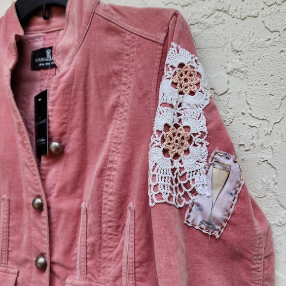 Velvet Edwardian Jacket Rose Patchwork Crochet Magnolia Champagne Vintage Lace - Picture 6 of 14